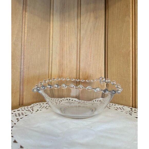 Vintage Imperial Heart Shaped Candlewick Glass Bowl Boopie Clear Glass Bowl - Picture 5 of 6